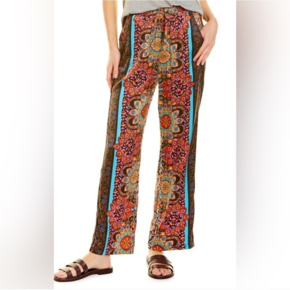 Johnny Was Silk Mandala Jesse Pants XXL Floral Multicolor